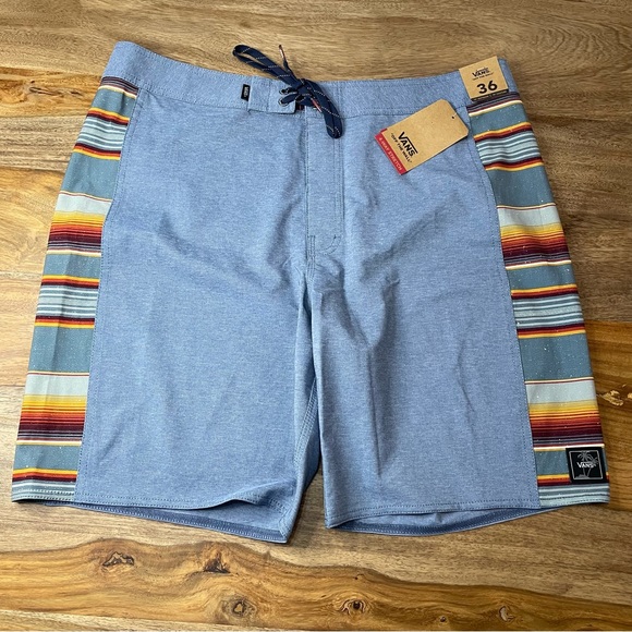 Vans Other - Vans Off The Wall Side Psych Board Shorts Blue with striped sides Size 36 Mens